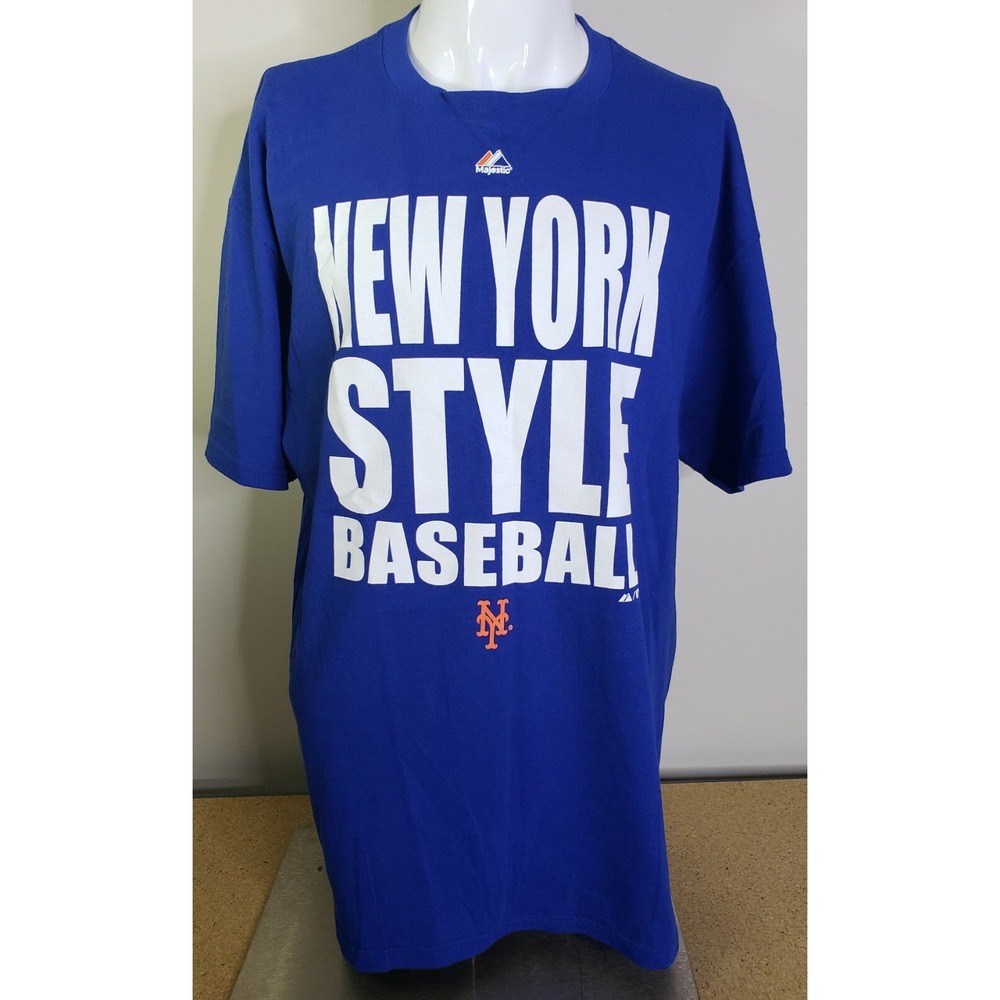 New York Mets Majestic MLB T-Shirt Mens XL Blue New York Style Baseball